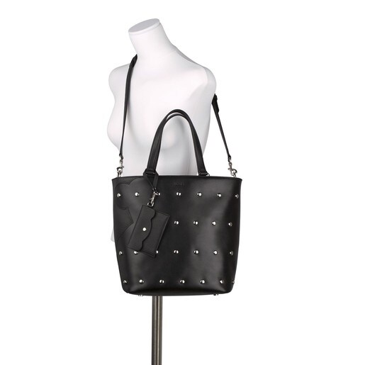 Black colored Leather Iconica Tote bag