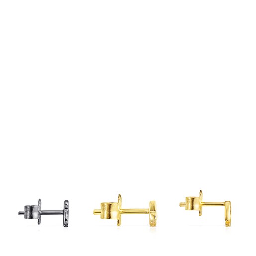 Pack Aros TOUS Good Vibes de con baño de oro 18 kt sobre plata y plata dark silver