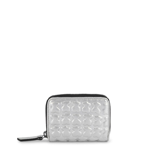 Porte-monnaie Sherton moyen argent en cuir