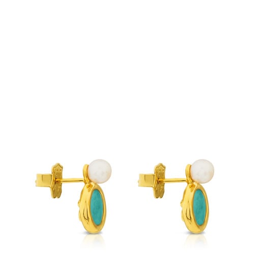 Vermeil Silver Alecia Earrings with Pearl and Amazonite