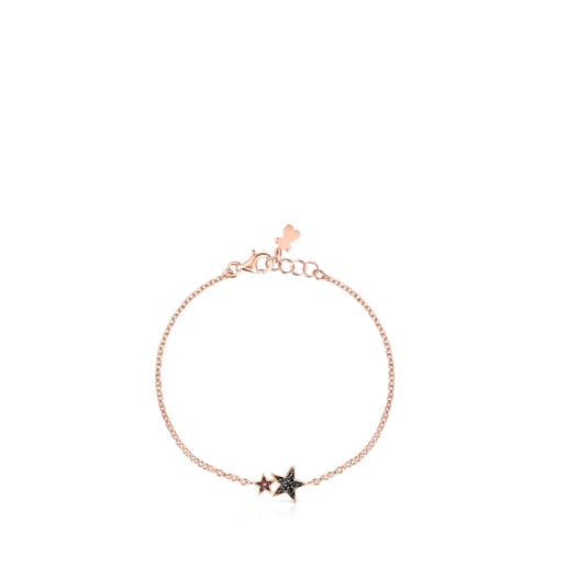 Armband Teddy Bear Stars aus rosa Vermeil-Silber mit Spinell und Rubin