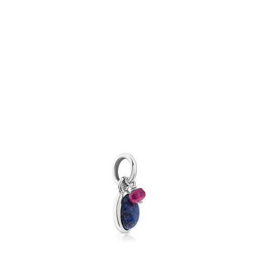 Silver Tiny Pendant with Dumortierite and Ruby