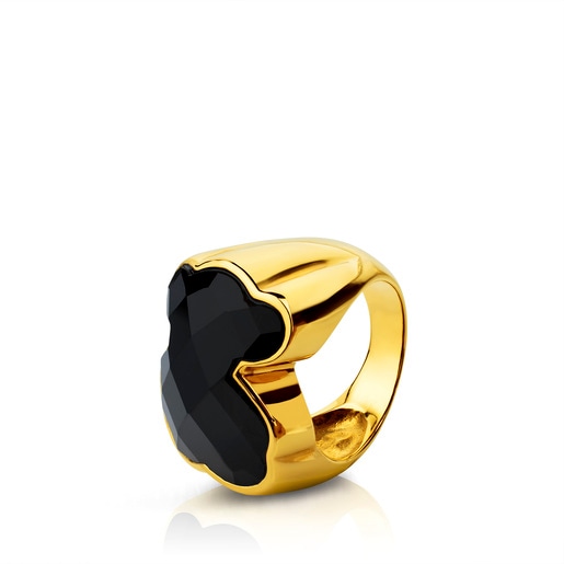 Vermeil Silver Color Ring with Onyx