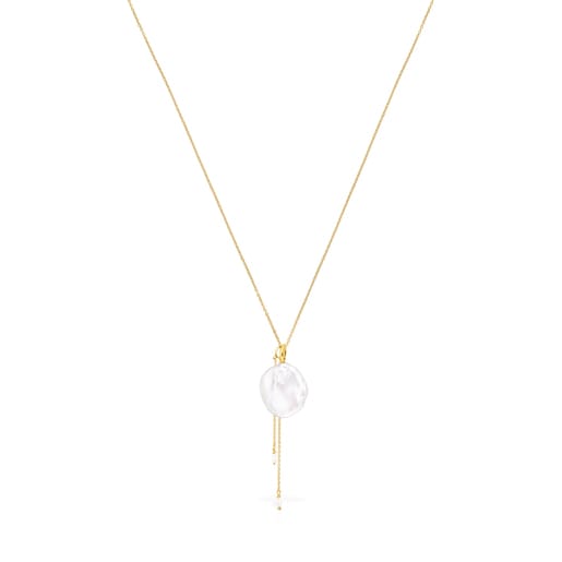 Silver Vermeil Nenufar petal Necklace with Pearl | TOUS