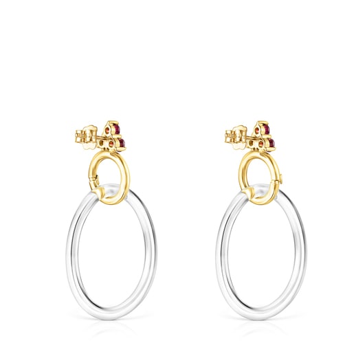 Aretes Luz de oro con rodolita y cristal