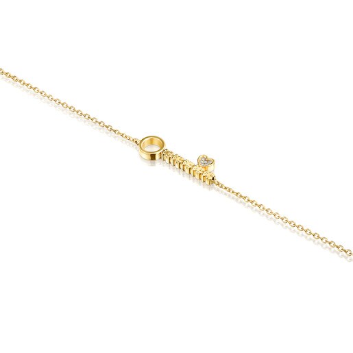Gold San Valentín key Bracelet with Diamonds