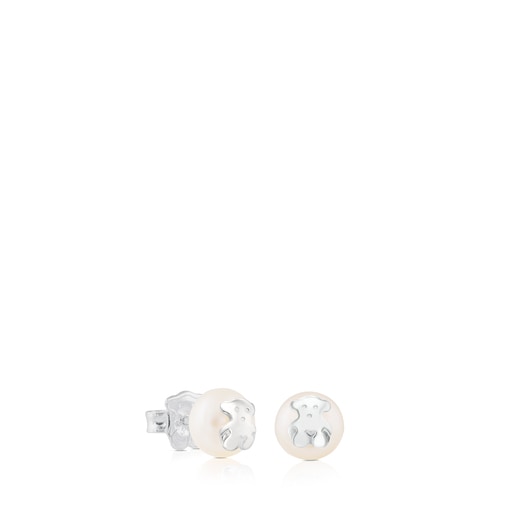 Silver TOUS Bear Earrings with Pearl | TOUS