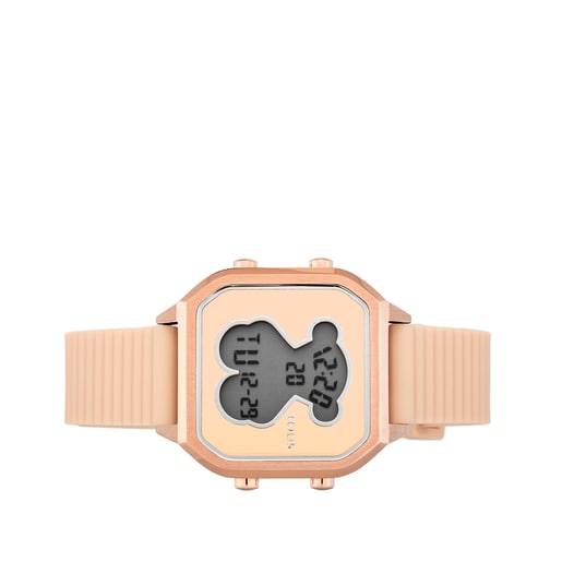 Часы D-Bear Teen из стали с розовым ионным напылением и с нюдовым силиконовым ремешком