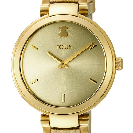 Gold IP Steel Julie Watch with gold colored Leather strap