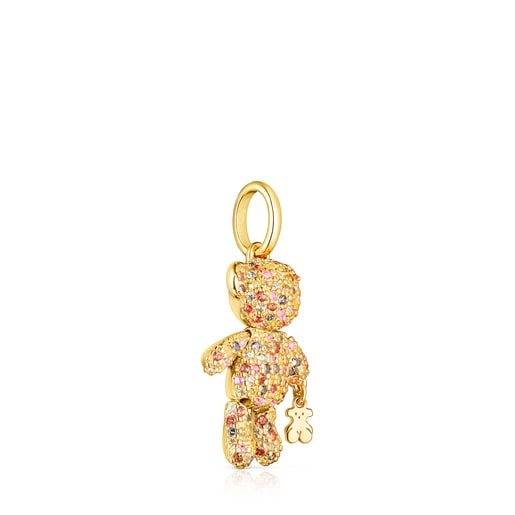 Dije Teddy Bear Gems con baño de oro 18 kt sobre plata y zafiros