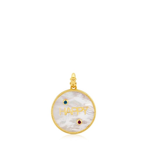 Vermeil Silver Glad Pendant with Mother-of-Pearl, Topaz and Ruby