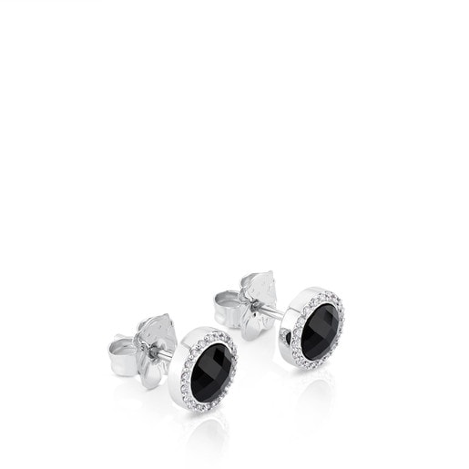 Gold TOUS Diamonds Earrings with faceted Onyx and diamonds