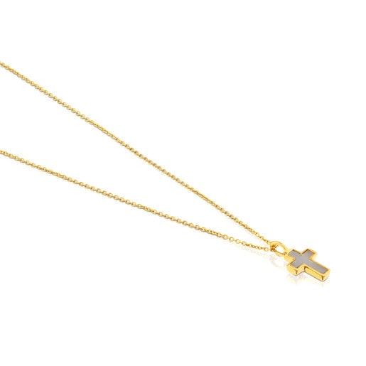 Tous XXS - Naszyjnik z żółtego złota i masy perłowej w kształcie krzyża