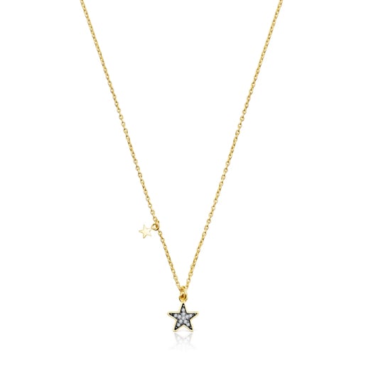 Collar Nocture con baño de oro 18 kt sobre plata y estrella de diamantes