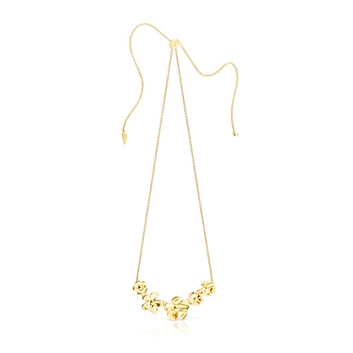 Collar largo Fragile Nature flores con baño de oro 18 kt sobre plata