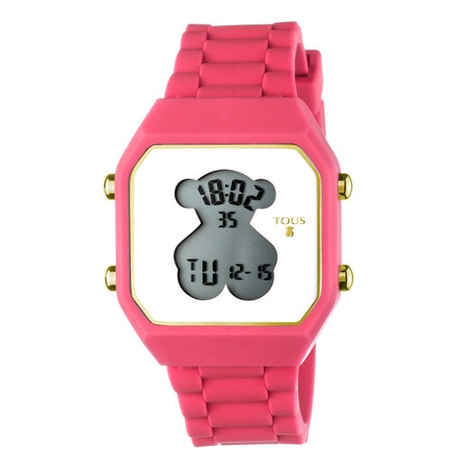 ❤️ Reloj Tous para niña Soft Digital en silicona azul y pantalla rosa,  ref. 800350620.