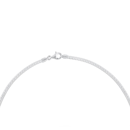 Enge Halskette TOUS Chain aus 2 mm dickem Silber, 45 cm lang.