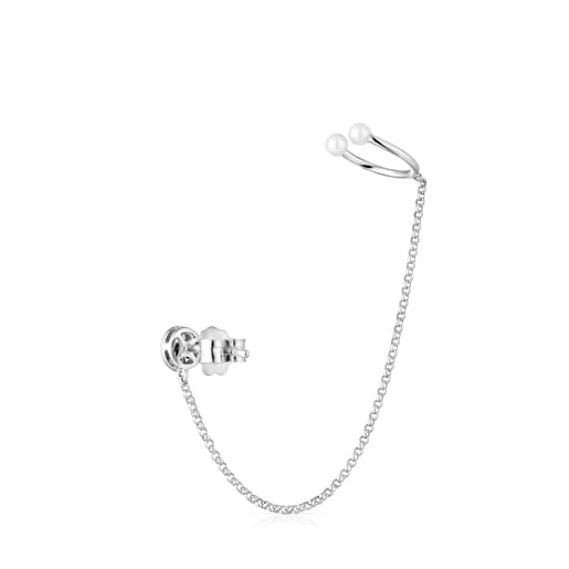 Boucle d’oreille Alecia en Or blanc avec Diamants et Perle
