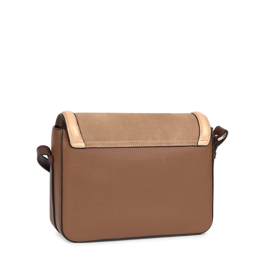 Medium TOUS Icon Crossbody bag in brown Leather | TOUS