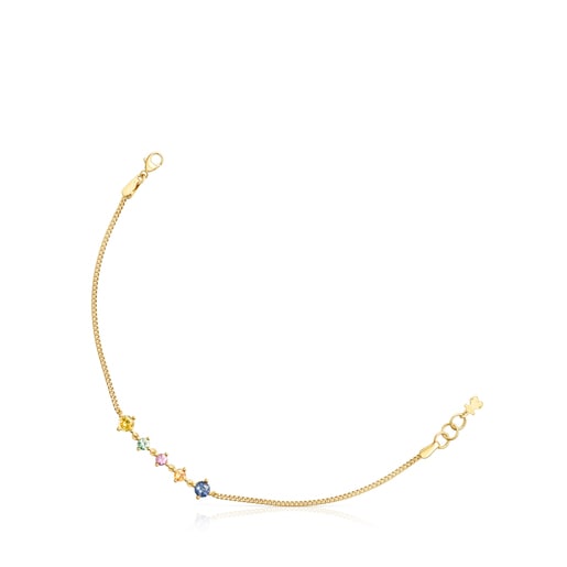 Pulsera con baño de oro 18 kt sobre plata y zafiros multicolor Glaring