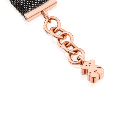 Bracelet Icon Mesh en acier et argent vermeil rose