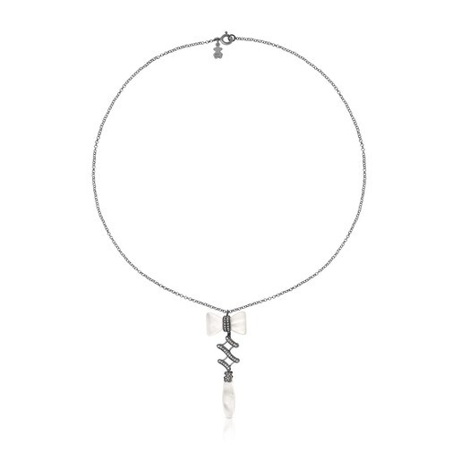 Silver Fermé Necklace with Mother of Pearl and Diamond