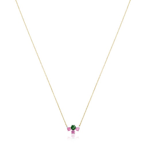 Gold and Titanium Real Sisy Necklace with Gemstones