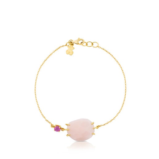 Gold Ethereal Bracelet with Opal and Ruby