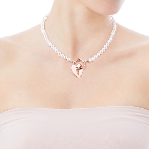 Halskette  Hold Metal aus Vermeil-Roségold mit Perle