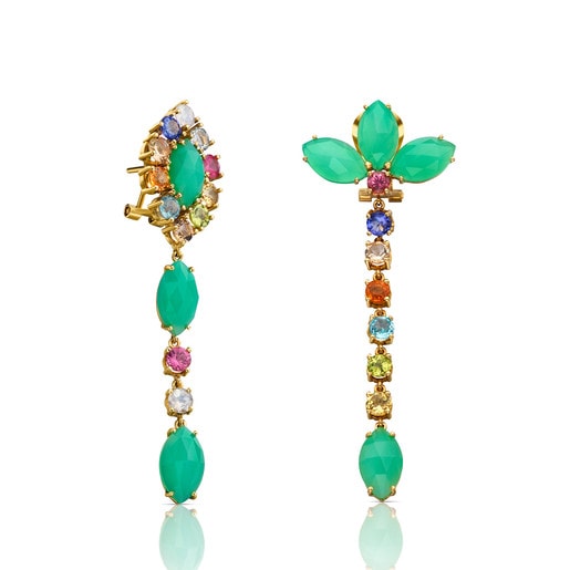 Gold Beach Earrings with Gemstones