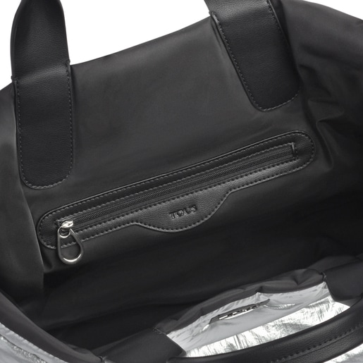 Gun-black Pleat Up tote bag