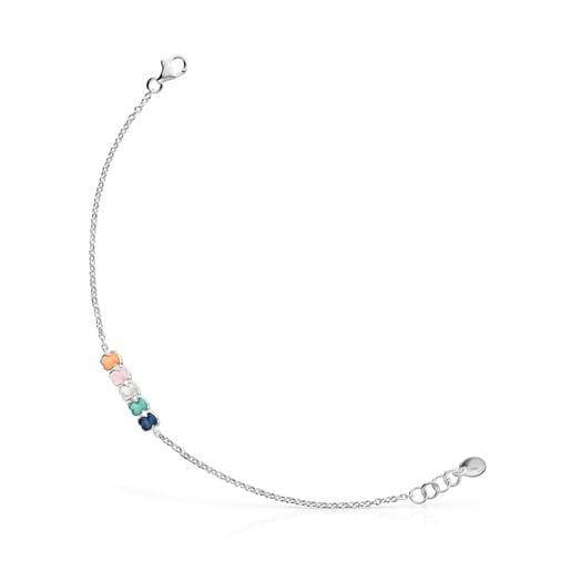 Mini Color Necklace in Silver with Gemstones and pearl | TOUS