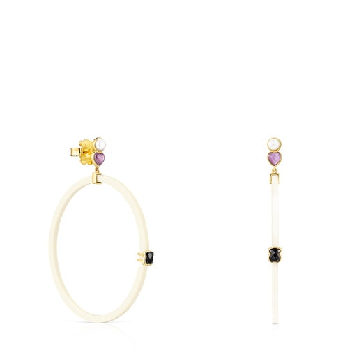 Glory Earrings in Resin with Silver Vermeil and Gemstones | TOUS
