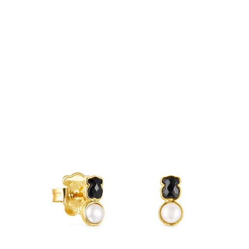 Glory Earrings in Silver Vermeil with Onyx and Pearl