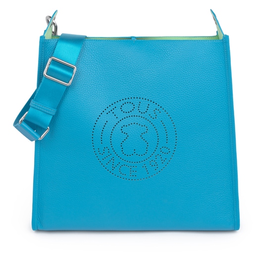 Niebieska skórzana torebka na ramię z kolekcji Leissa