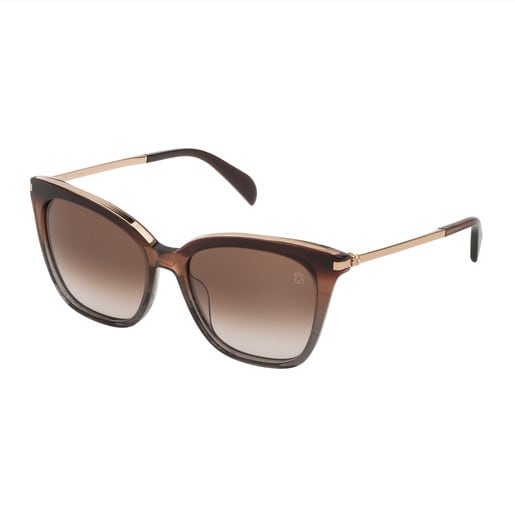 Brown Metal and Acetate Jewelled Bar Sunglasses