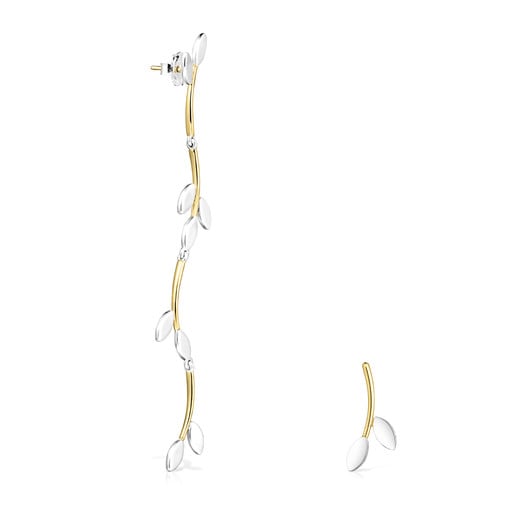 Silver Vermeil and Silver TOUS Real Mix Leaf Earrings long and short