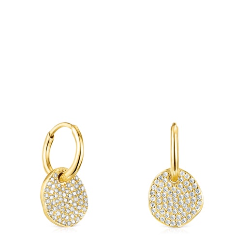 Short Gold Nenufar Earrings with Diamonds | TOUS