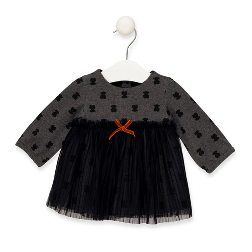 Vestido con falda tul Print Gris