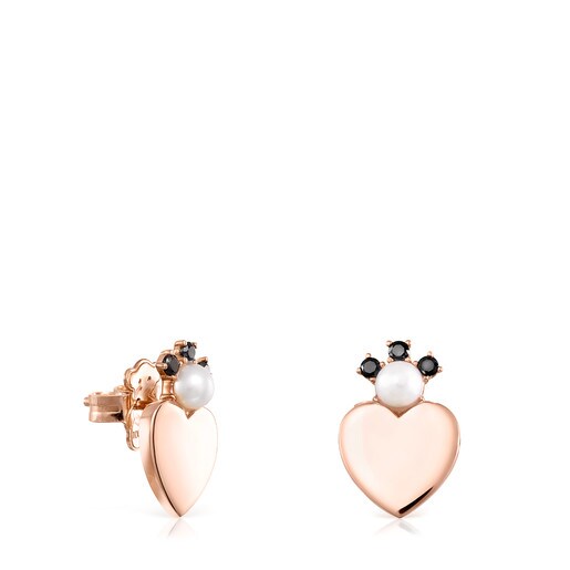 Rose Silver Vermeil Real Sisy heart Earrings with Gemstones