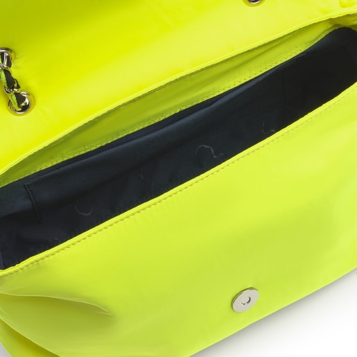 Fluorescent Yellow T Lux Crossbody Bag with Flap