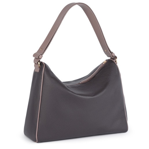 Gray-taupe colored Leather Arisa Shoulder bag