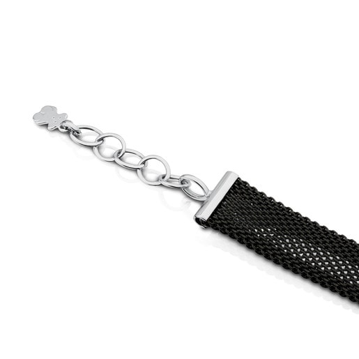 Steel and White gold Icon Mesh Bracelet with Diamonds