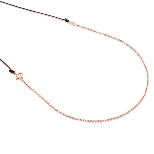 Long Rose Silver Vermeil TOUS Chain Chain with brown Cord