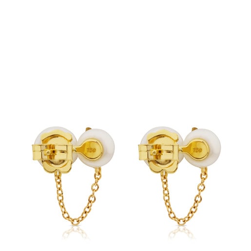 Gold Icon Pearl Earrings with Pearl and Diamond