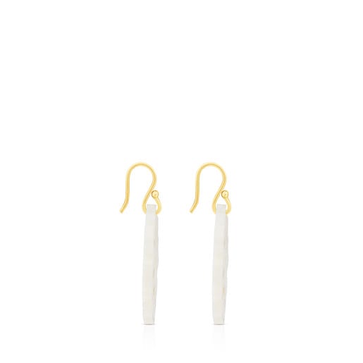 Large Gold Mossaic Power Earrings with Mother-of-pearl