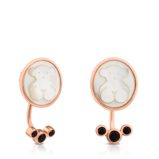 Rose Vermeil Silver Camee Earrings with Mother-of-Pearl and Spinel | TOUS