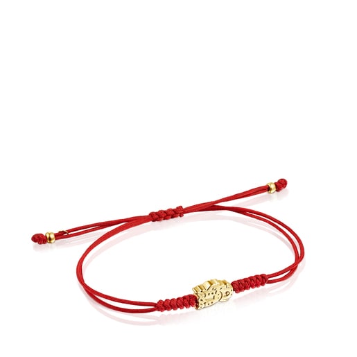 Pulsera caballo de oro y cordón rojo Chinese Horoscope