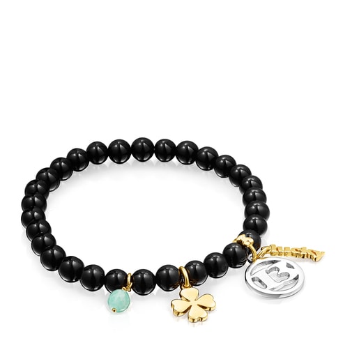 Armband TOUS Good Vibes 13 aus Silber und Vermeil-Silber mit Schungiten