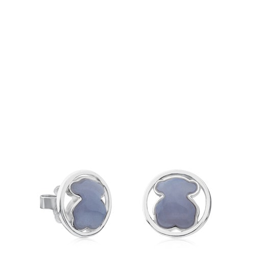 Silver Camille Earrings with Chalcedony